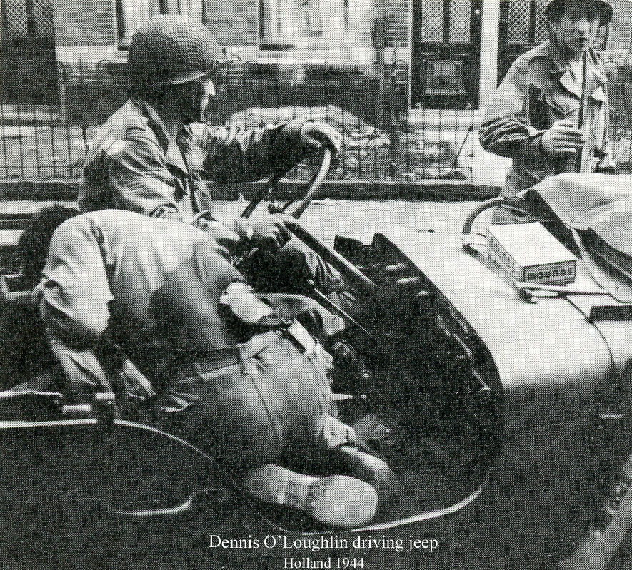 Dennis O�Loughlin driving Staff Sergeant Herbert J. Buffalo Boy of D Company to the aide station.